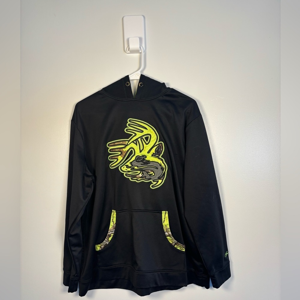 Legendary Whitetails Black and Neon Green Hoodie-hunting, deer, warm
